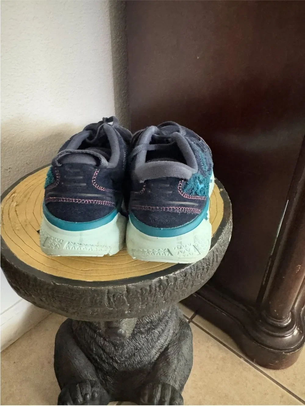 Hoka One One Kids Navy and Teal Sneakers